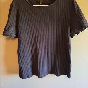 Ann Taylor Navy Lace Trim Blouse